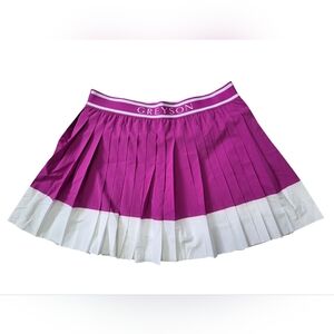 NWT Greyson Color Block Leo Skirt Pleated Spell Out Waistband Pink White Size XL